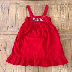 Little bird corduroy floral rainbow embroidered jumper dress